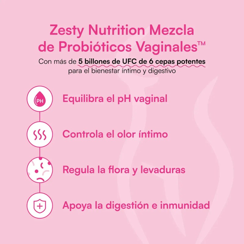 Zesty Probiótico Vaginal Ph Equilibrado Para Flora Femenina