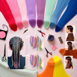 32Pcs Colorful Hair Wrap Strings for Braids - Assorted Gradient Color Rope Band Ribbons Rainbow Braiding Tie Accessories for Women Girls, Elastics