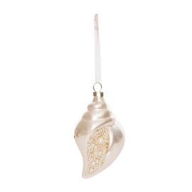 Gallerie II Glass Shimmer Whelk Shell Ornament Off-White
