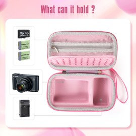 Camera Bag Carrying Case Compatible with Canon PowerShot SX740/ SX730/ SX620/ G7X Mark III/ G7X Mark II Digital Camera, Hard Bag Suitable for Travel and Home Storage (Pink)