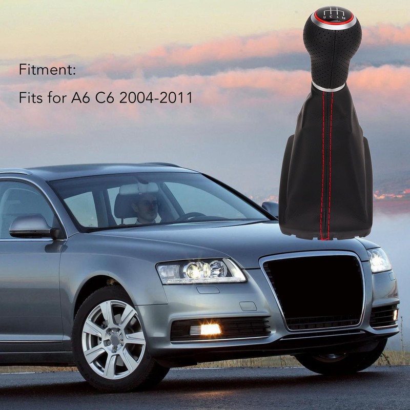 Gear Shift Knob Boot Set 5 Speed PVC Leather Gearstick