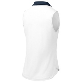 BGOWATU Women's Sleeveless Golf Polo Shirts Collared V Neck Tennis Tank Tops UPF 50+ Quick Dry Lightweight White + Navy XS