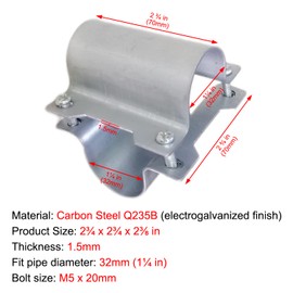 DSBGKJI 20 Pcs/10 Pairs Greenhouse Cross Grid Pipe Connector Clamps Purlin Bracket Fit 1-3/8 inch OD Tube, Galvanized Steel Pipe Fitting Clip w/Bolts Nuts for Farm, Rail Fence
