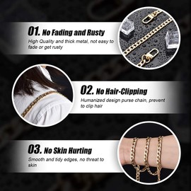 HUIANER Purse Chain with Buckles DIY Handbag Strap Shoulder Bag 120cm Long Metal Accessory Replacement Chain Strap (Gold)