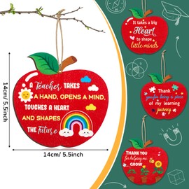 Blulu 4 Pcs Thank You Teacher Plaque Wooden Hanging Sign Teacher Gifts for Men Women Teacher Presents Appreciation Gifts for Teacher Tutor Teaching Assistant Nursery Graduation Leaving School Gifts