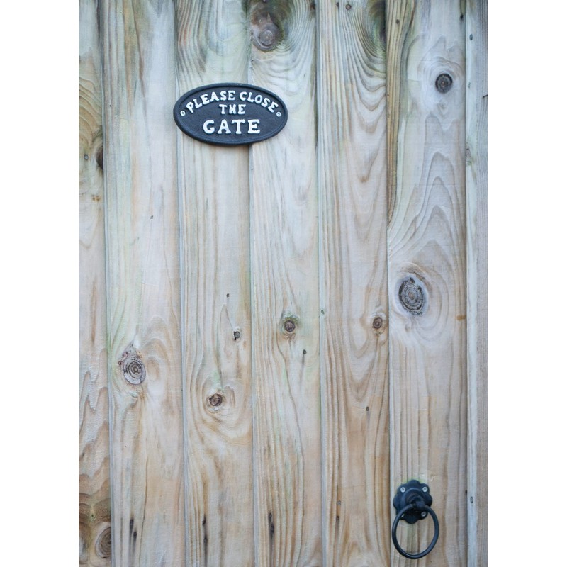 Cast Iron Metal Please Close the Gate Sign Plaque