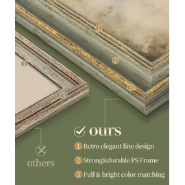 Afuly Antique 8x10 Photo Frame in Gold and Retro Green Vintage Picture Frame for Desk Wall Tabletop Gifts