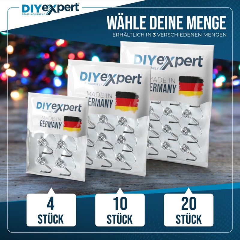 DIYexpert Suction Cup with Hooks, Made in Germany, Suction Hooks,