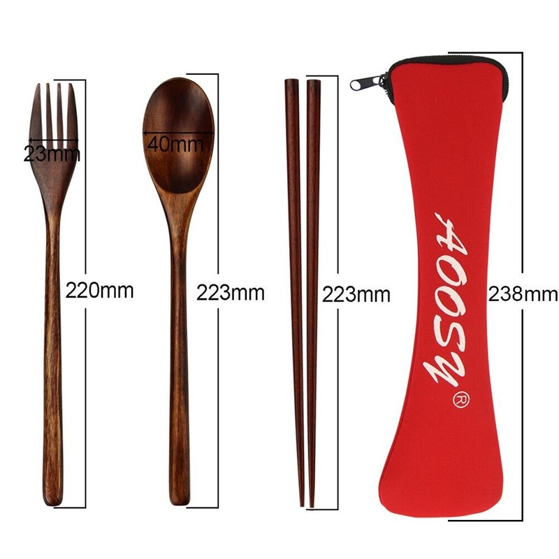 AOOSY カトラリー スプーン フォーク 箸 箸袋4点セット 通勤用食器セット 弁当用 携帯便利 学生用