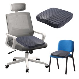 tintoke Memory Foam Office Chair Cushion, Car Memory Foam Seat Cushion, Anti-Decubitus Cushion, Slotted Anti Pressure Sore Seat Cushion, for Office, Wheelchair, Car and Other Seats (Dark Grey)