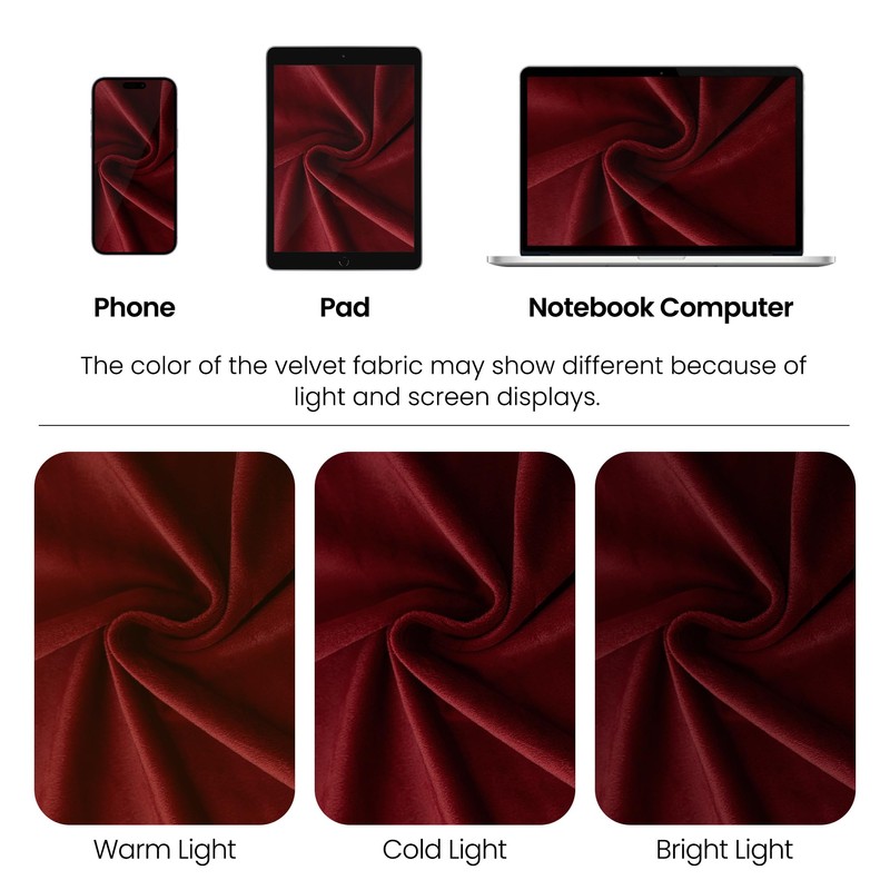 KNEOQIT Luxury Burgundy Red Velvet Curtain Valance, Soft Touch Rod