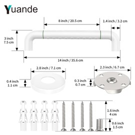 14 Inch Grab Bars for Shower, YuanDe Bath Grab Bar with Anti-Slip Grip and Safety Luminous Circles, Stainless Steel Bathroom Safety Handrail Support, Safety Bar Handle for Disabled Elderly Pregnant