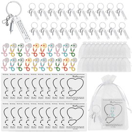 20 Sets Nurse Thank You Appreciation Gifts 20 Nurse Keychains 20 Stethoscope Pins 20 Thank You Cards 20 Organza Bags, Bulk Cute Stethoscope Brooch Pins for Nurse Teacher Colleague Appreciation Gifts