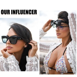 DUCO Polarized Fit Over Sunglasses for Women Men, Trendy Square Glasses, Oversized Protection Wear Over Glasses DC8985