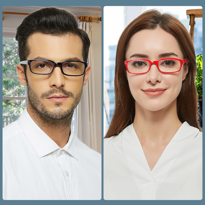 Kerecsen 6-Pack Reading Glasses Blue Light Blocking,Spring Hinge Readers for