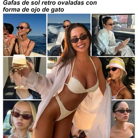Gafas de Sol Retro Ovaladas Estilo Ojo de Gato para Mujer, Gafas de Sol Mujer Retro Moda,Gafas Estrechas Ligeras de los 90 Lentes de Sol Tendencia Y2K,lentes de sol para mujer,para Conducir,Viajar