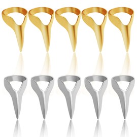 BLMHTWO 10 Pieces Braiding Aid, Hair Parting Ring Hair Parting Selecting Sectioning Tool with Pointed Styling Includes 5 Pieces Gold and 5 Pieces Silver Metal Stitch Finger Tool for Stylist Beginners