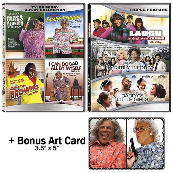 Tyler Perry: 7 Film Collection (5 Plays and 2 Bonus Movies inc. Madea's Class / Family Reunion / Meet the Browns / I Can Do Bad All By Myself / Laugh To Keep From Crying / and More) with Bonus Art Card