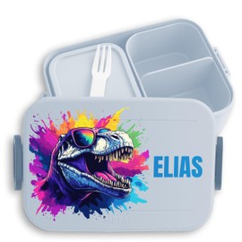 Kinder Bento Box Midi Lunchbox für Mepal Bentobox - Brotbox Einschulung T-Rex mit Name I Schulanfang Jausenbox Schulkind Dino Geschenkideen Schulanfang Dinosaurier Geschenke Schulbeginn Geschenk