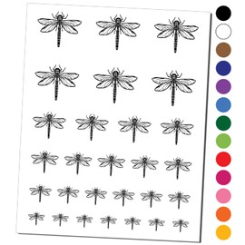 Detailed Dragonfly Insect Darter Darner Temporary Tattoo Water Resistant Fake Body Art Set Collection - Red (One Sheet)