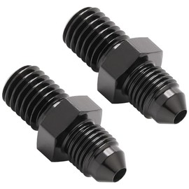Podavelle Metric M10x1.5 to 3AN Male Flare Adapter Fuel Fitting Straight Aluminum Black, Pack of 2