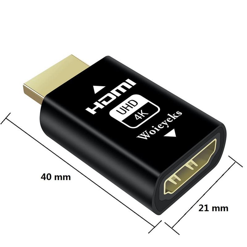 Woieyeks 4K HDMI EDID Emulator Passthrough Adapter,Female Port Connected to