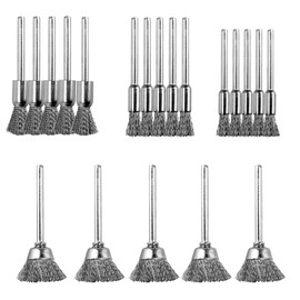 HARY Pack of 20 Wire Brush Drill Cordless Screwdriver 4 Different Sizes of Small Wire Brush Round Steel Bristles for Cordless Screwdriver Grinding Polishing Rust Removal