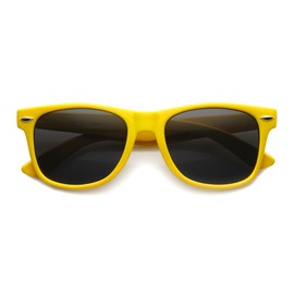 zeroUV Classic Eyewear 80's Retro Large Horn Rimmed Style Sunglasses (Yellow)