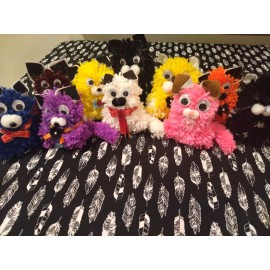 Handmade 3 mix color pompom cat, hand made, new usa seller
