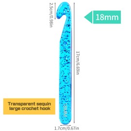18 mm Crochet Hook, Large Crochet Hooks for Chunky Yarn Ergonomic Knitting Needles Crochet Needle for Beginners and Crocheting Yarn (18 mm)