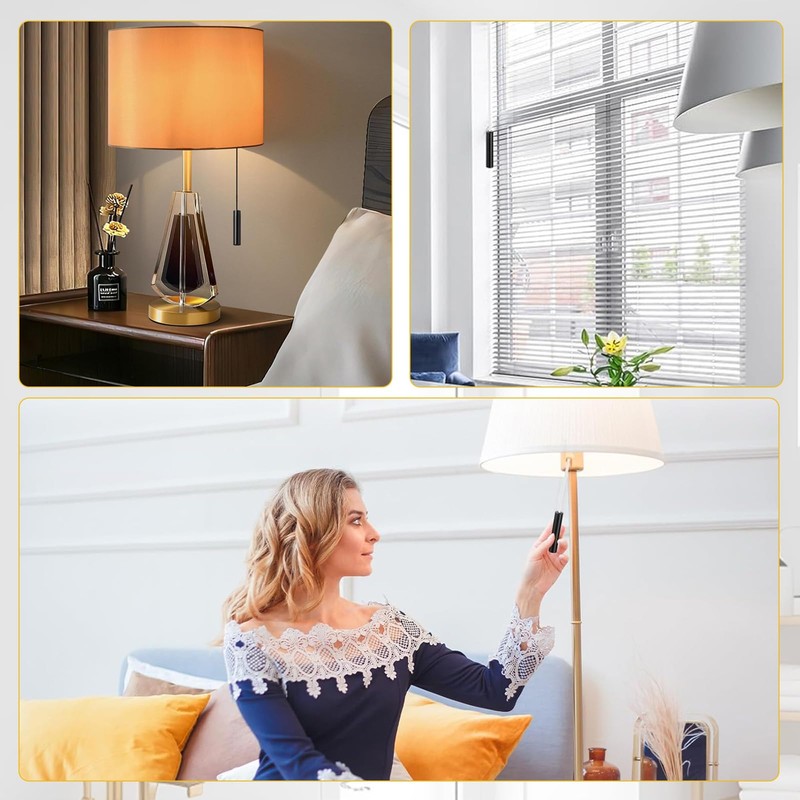 ZPSCXQ Bathroom Light Pull Cord, 2-Pack Black Pull Cord Light