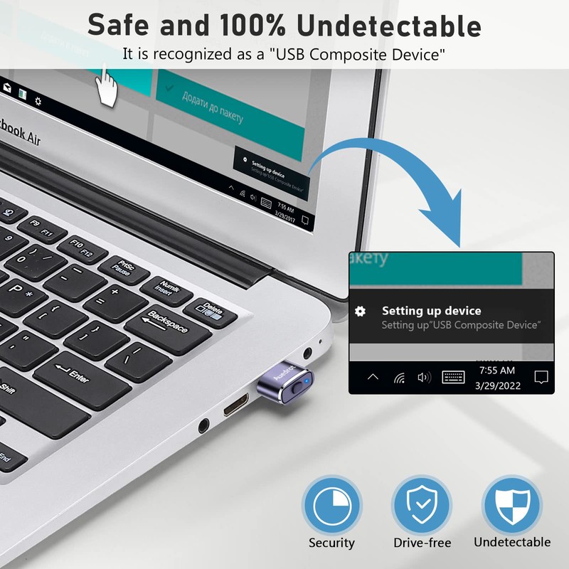 AUEDROT Mouse Jiggler, USB, Purple, 2 Pack