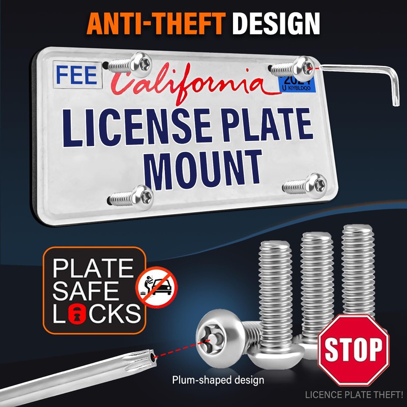 Anti Theft Front License Plate Bracket Mount Compatible with Mazda