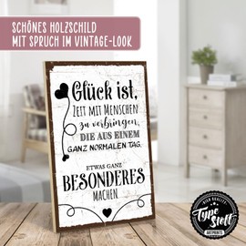 TypeStoff HS-00810 Wooden Sign with Saying - Happiness - Vintage Look with Quote as Gift and Decoration on Friends and Friendship Theme