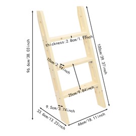 RocoReny Solid Wood Bed Ladder, 40in Universal Smooth Edges Space-Saving Step Ladder w/Corner Connectors, Non Slip Long Climb Ladde for Indoor Loft Bed, Dorm Room, Rv, Load Bearing 220LBS (H:40in)
