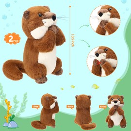HyDren 2 Pcs Otter Plush 9.1 x 6.2 x 5.5 Inches Otter Stuffed Animal with Handing Magnetic Suction Stuffed Otter Plush Toy Valentine's Day for Children Girls Boys Kids