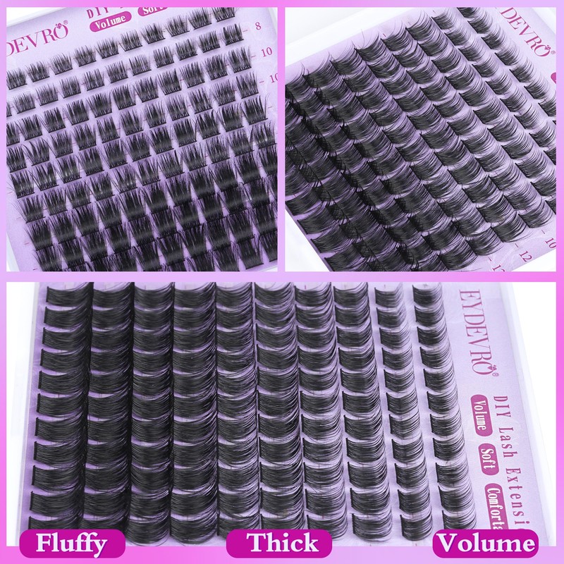 EYDEVRO Cluster Lashes Wispy Individual Eyelashes D Curl Lash Clusters