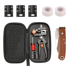 Fimghsoo Grafting Tool Kit Garden Ratchet Scissors Set Grafting Cutting Tool Garden Grafting Tool with V + U + Ω Blade for Fruit Trees / Flowers / Branches (Black)
