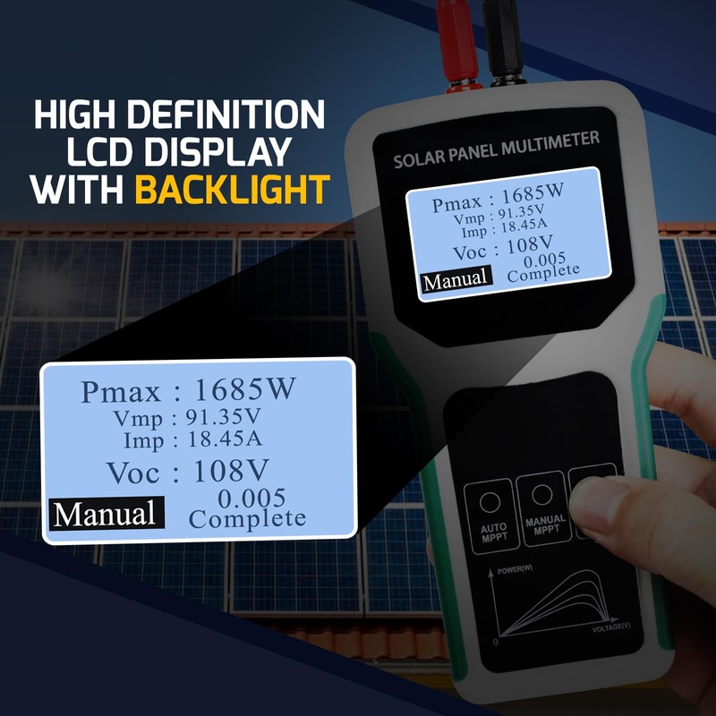 1800W Solar Panel Tester Photovoltaic Multimeter with Smart MPPT Detection