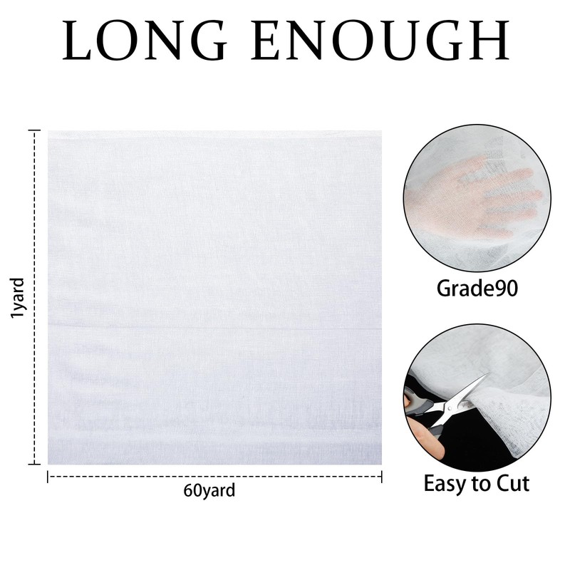 Bememo 1 Roll Cheesecloth for Straining Grade 90, 60 x