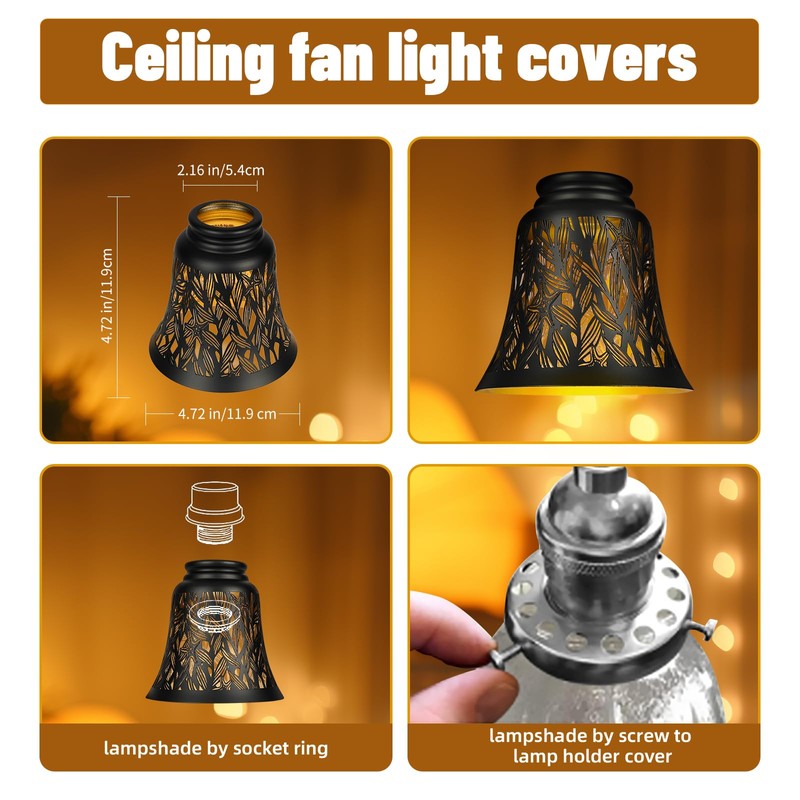 Pendant Light Shades, 4 Pack Ceiling Fan Light Shade Replacements