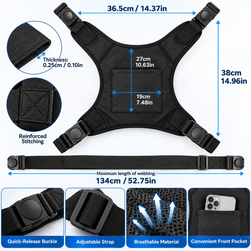 Adjustable Wheelchair Torso Support Vest for Adults – Black Positioning