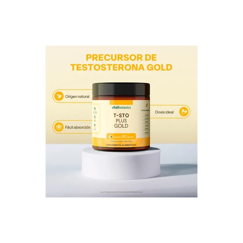 Testo Plus Gold 60 Capsulas 500mg Suplemento Vitalbotanics Sabor Sin