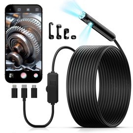 KAIWEETS 8-LED HD Borescope Camera - IP67 Waterproof Endoscope for Automotive, Plumbing & Home Inspections - Colour: 16.4 FT（5M）-Dual Camera