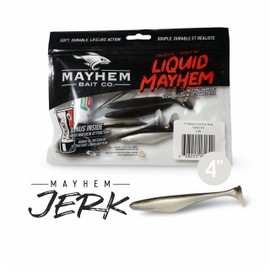 Liquid Mayhem 4" Jerk - Reel Shad - Soft Plastic Fishing Lure for Walleye 18 Count (3 x 6-Pack) + Bonus 3 x 10ml Tube - Liquid Fish Attractant