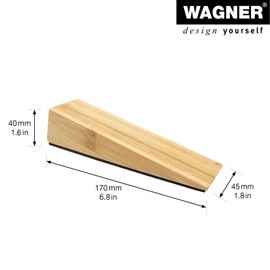WAGNER Door Wedge/Doorstop Bamboo - 170 x 45 x 42 mm, Wooden Wedge Made of Solid Bamboo Wood + Anti-Slip Fleece, to be Pushed Underneath Doors, Protects Door, Wall and Furniture - 15695501