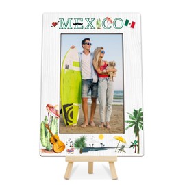 YSTEP Mexico Travel Picture Frame, Wedding, Birthday, Vacation Honeymoon Gifts for Friends Couples, Vacation Tour Photo Frames Favors, 4x6 In Mexico Themed Wooden Frames -H04