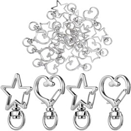 20 piezas Clips para Llaveros Forma de Corazón y Estrella Cierres Giratorios de Langosta Metálicos Plateados de Accesorios Multifuncionales para Bolsos y Joyería