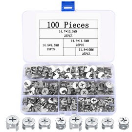 100 Pcs Cam Lock Fittings, Furniture Cam Lock Nut Connectors Screws Fasteners Set for Furniture Drawer Wardrobe Cabinet Connectors Panel Connecting(4 Sizes)