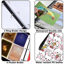 Card Binder 4 Pocket Zipper Trading Card Binder Holds 400 Cards, PU Collectible Binder with Removable Sleeve Holds 50 Pages, Game Card Book